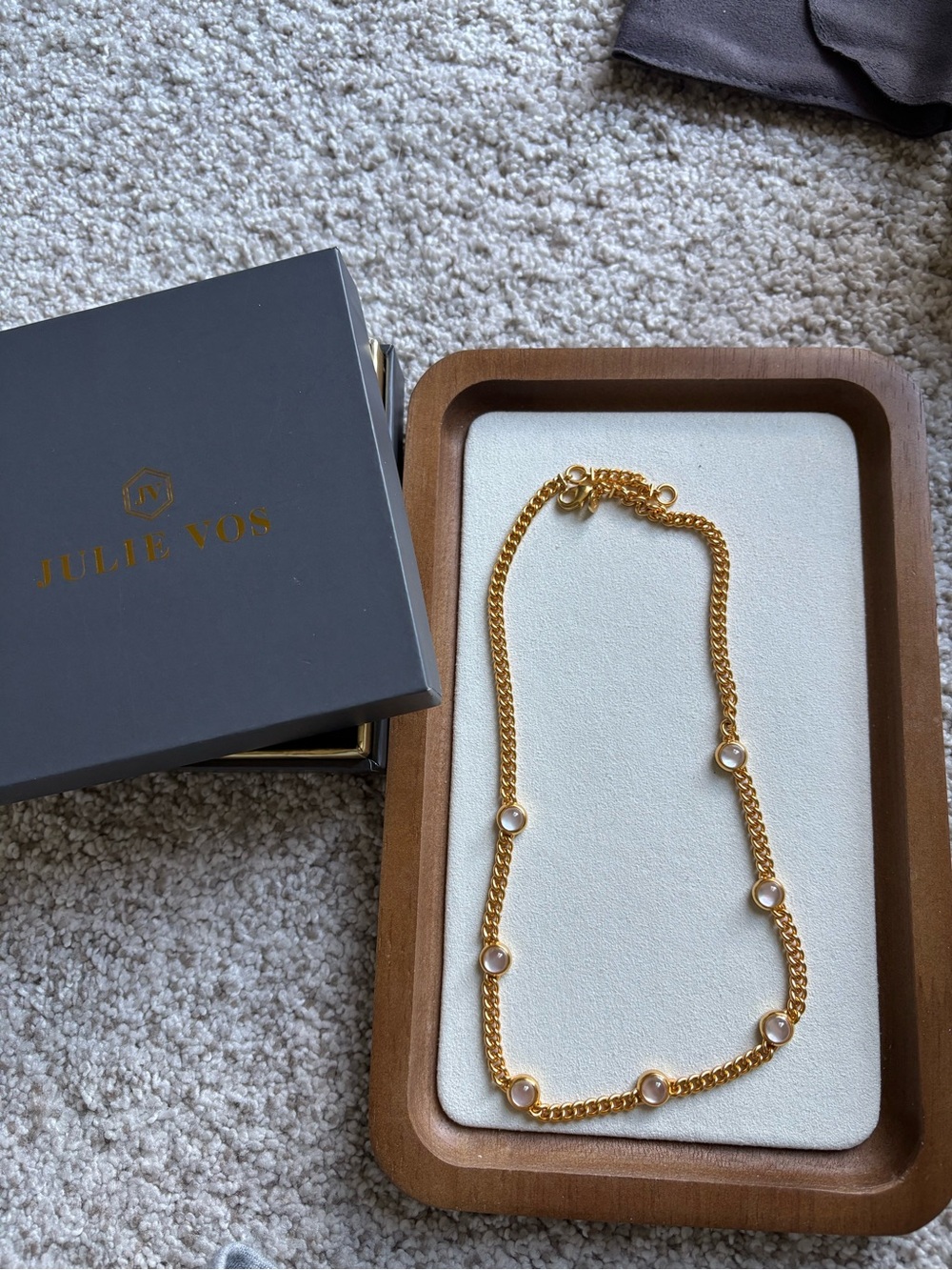 Julie Vos Gold Station Necklace with White Accents - Picture 4 of 6